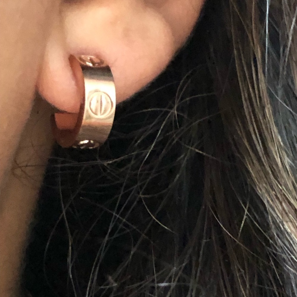Rose Gold Mini Screw Hoop Earrings